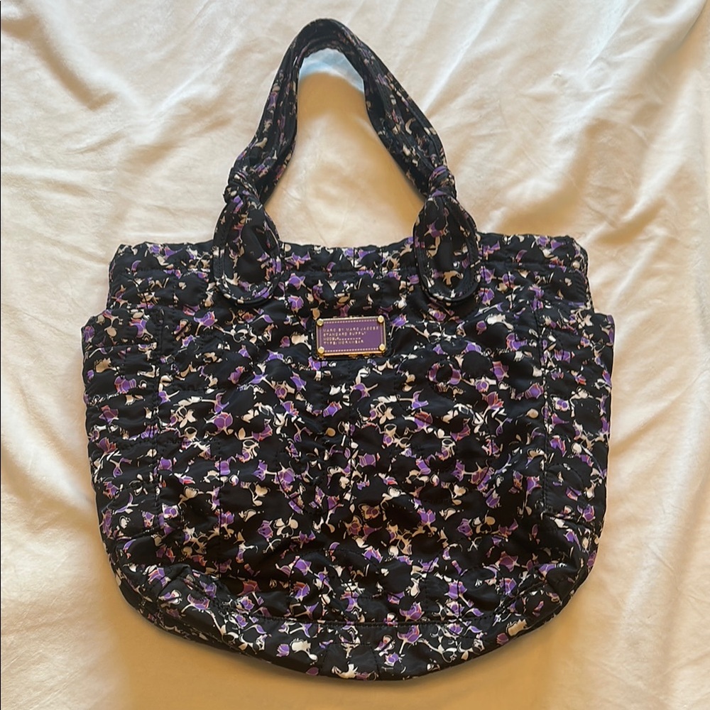 Floral Black and Purple Marc Jacobs Women's Tote Bag